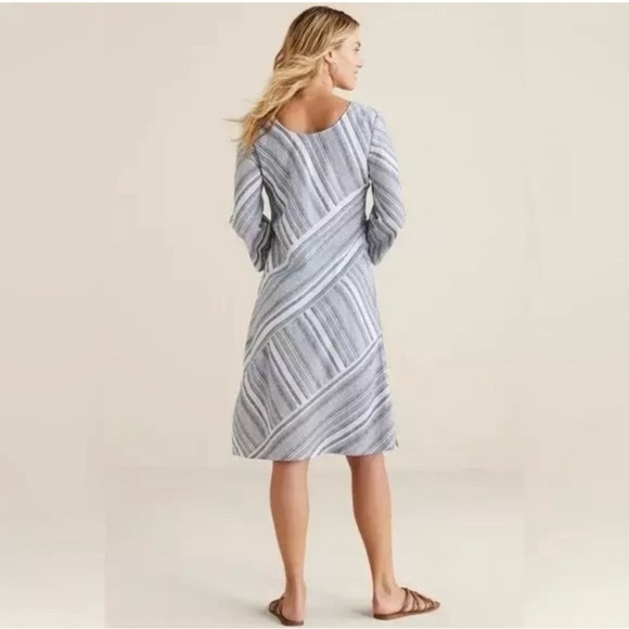 Nwt Soft Surroundings Linen Blend Striped Dress - Picture 1 of 14